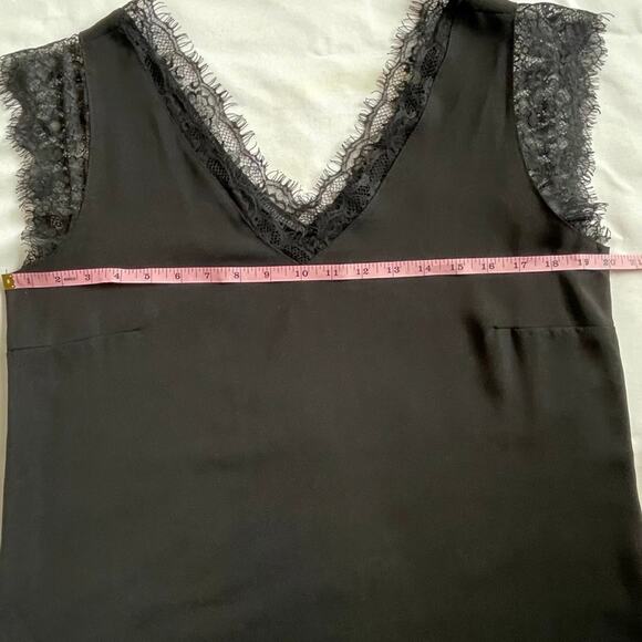 Chic Black Lace-Trim V-Neck Blouse – Size M - Picture 8 of 8